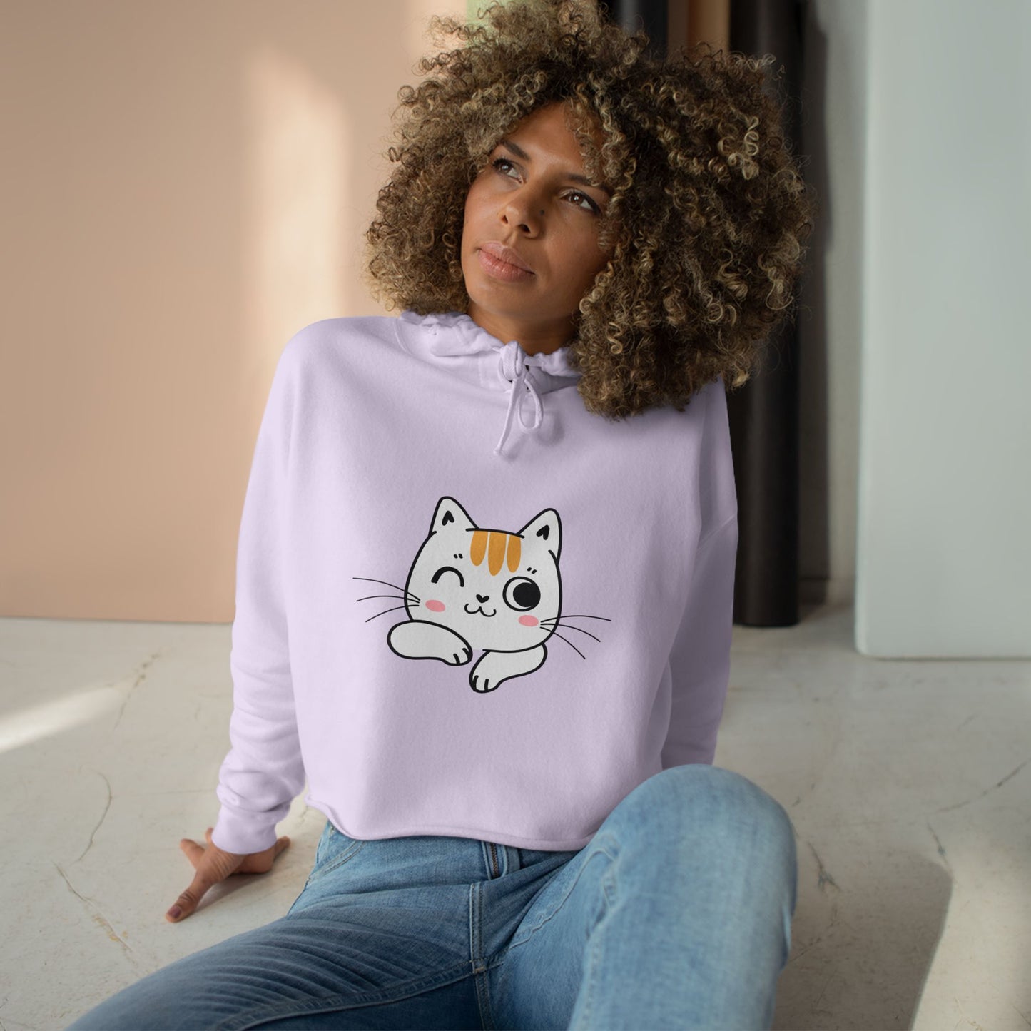 Purrfectly Cozy – Cute Cat Logo Crop Hoodie