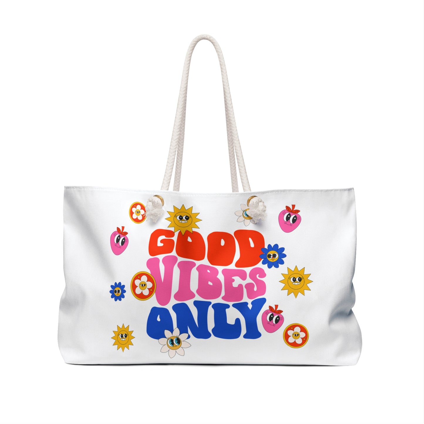 Good Vibes Only – Fun & Functional Weekend Tote (white)