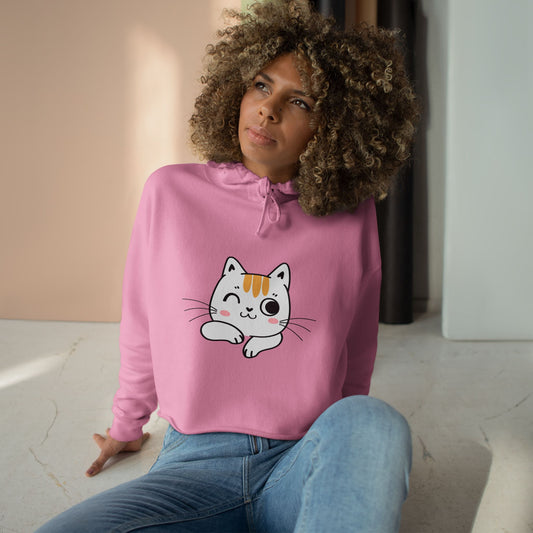 Purrfectly Cozy – Cute Cat Logo Crop Hoodie