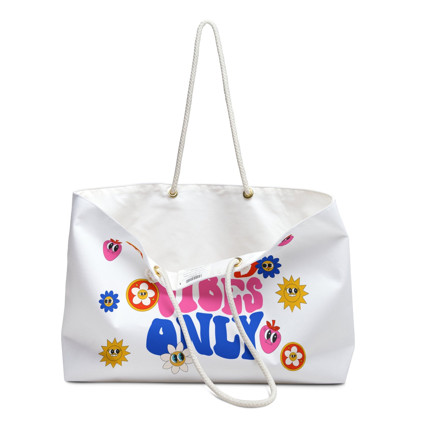 Good Vibes Only – Fun & Functional Weekend Tote (white)