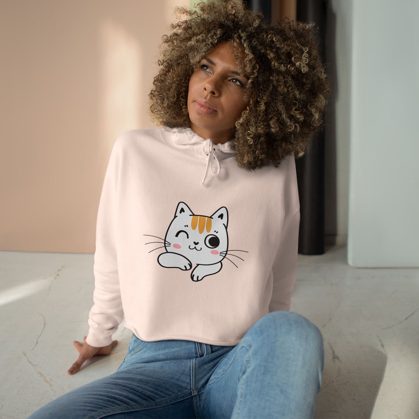 Purrfectly Cozy – Cute Cat Logo Crop Hoodie