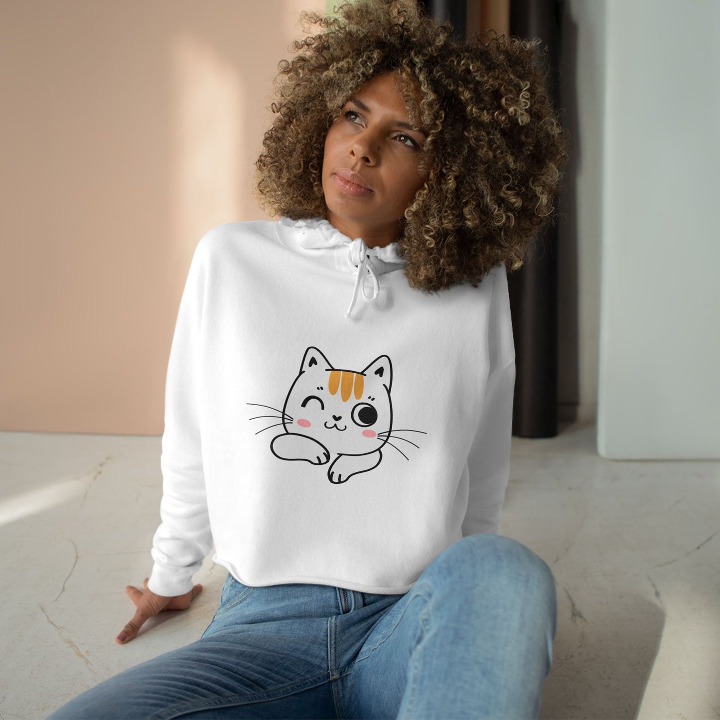 Purrfectly Cozy – Cute Cat Logo Crop Hoodie